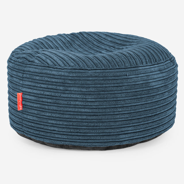 Großer runder Fußhocker - Cord Marineblau 01