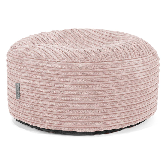 Großer runder Fußhocker - Cord Rosa 01