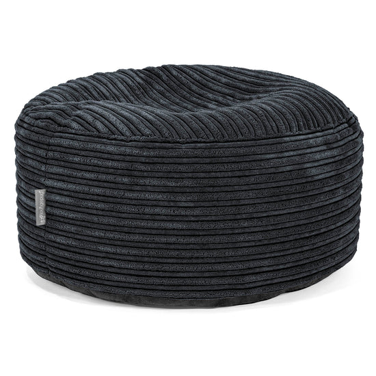 Großer runder Fußhocker - Cord Schwarz 01