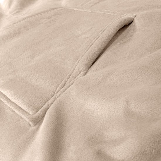Hoodie Decke für Erwachsene - Fleece Crème / Nerzfarben 05