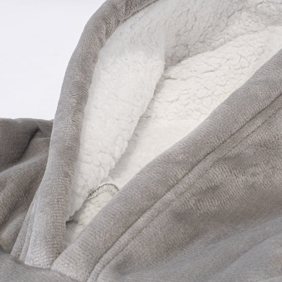 Hoodie Decke für Erwachsene - Fleece Grau 05