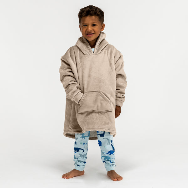 Hoodie Decke für Kinder - Fleece Crème / Nerzfarben 01