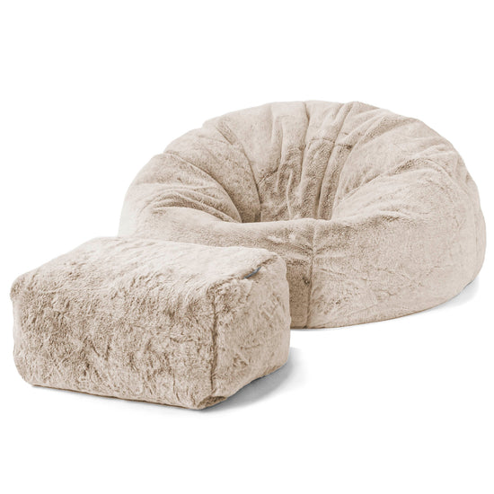 Klassischer Sitzsack Sessel - Kaninchen Kunstfell Goldbraun 02