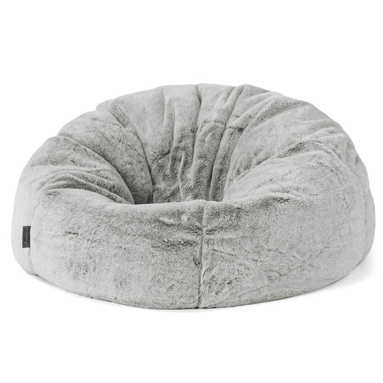 Klassischer Sitzsack Sessel - Kaninchen Kunstfell Hellgrau 01