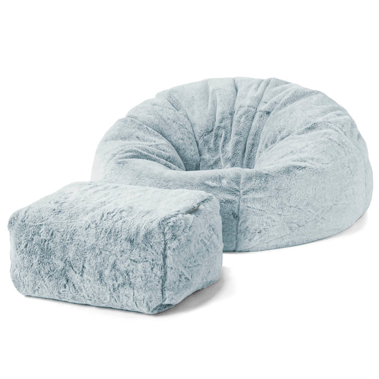 Klassischer Sitzsack Sessel - Kaninchen Kunstfell Pastellblau 02