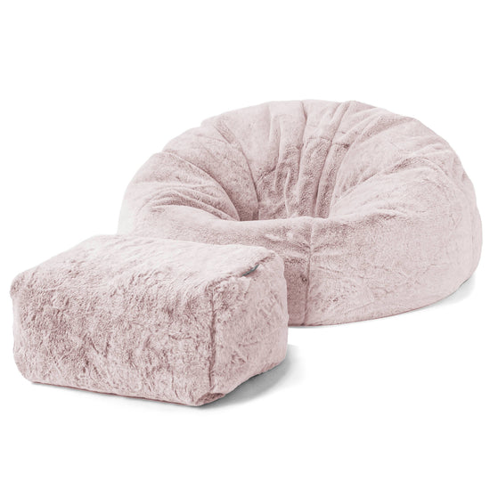 Klassischer Sitzsack Sessel - Kaninchen Kunstfell Pastellrosa 02