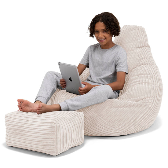 Kinder Gaming Sitzsack 6-14 Jahre - Cord Creme 01