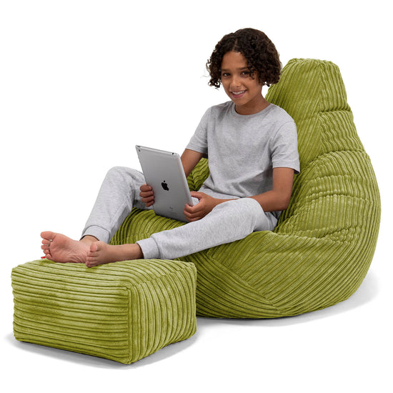 Kinder Gaming Sitzsack 6-14 Jahre - Cord Hellgrün 01