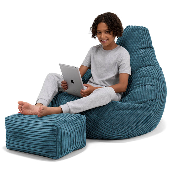 Kinder Gaming Sitzsack 6-14 Jahre - Cord Marineblau 01