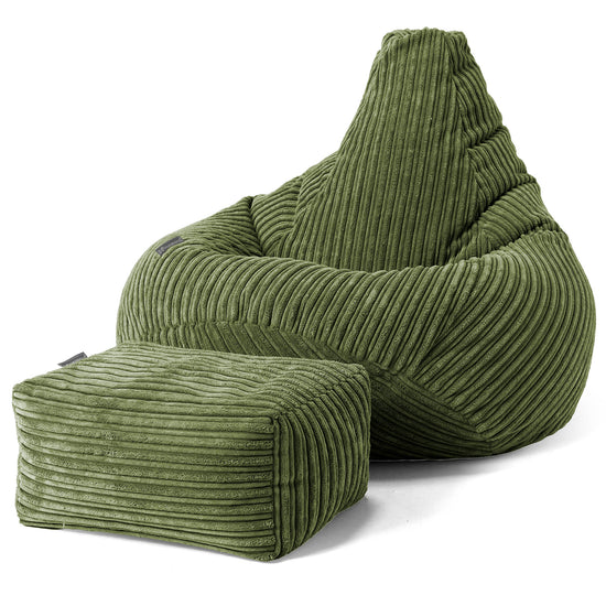 Kinder Gaming Sitzsack 6-14 Jahre - Cord Nadelwaldgrün 02
