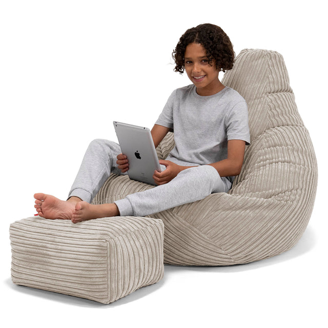 Kinder Gaming Sitzsack 6-14 Jahre - Cord Nerzfarben 01