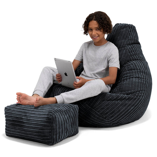 Kinder Gaming Sitzsack 6-14 Jahre - Cord Schwarz 01