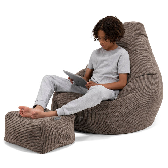 Kinder Gaming Sitzsack 6-14 Jahre - Pom-Pom Schoko 01