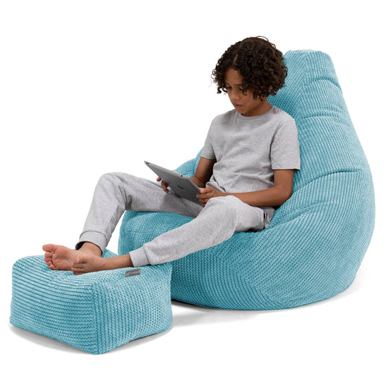 Kinder Gaming Sitzsack 6-14 Jahre - Pom-Pom Türkis 01