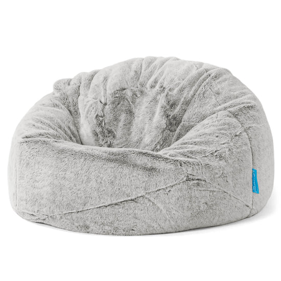 Klassicher Kindersessel Sitzsack 1-5 jahren - Kaninchen Kunstfell Hellgrau 01