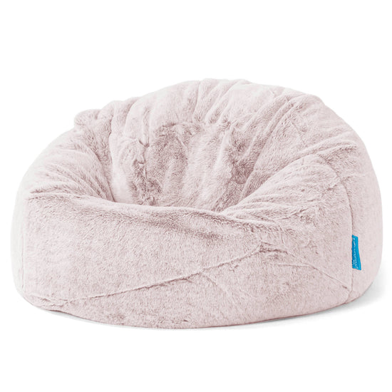 Klassicher Kindersessel Sitzsack 1-5 jahren - Kaninchen Kunstfell Pastellrosa 01