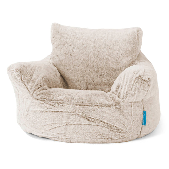 Klein Kindersessel Sitzsack 1-3 jahren - Kaninchen Kunstfell Goldbraun 01