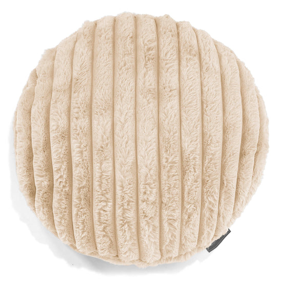 Dekokissen / Sofa Kissenbezug Rund 50cm - Ultra Plüsch Cord Creme 01