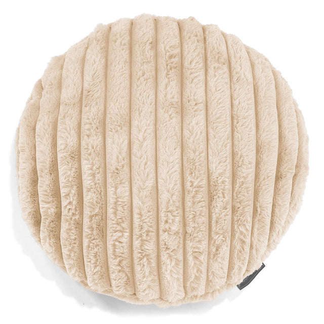 Dekokissen / Sofa Kissenbezug Rund 50cm - Ultra Plüsch Cord Creme 01