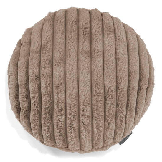 Dekokissen / Sofa Kissenbezug Rund 50cm - Ultra Plüsch Cord Nerzfarben 01