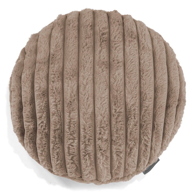 Dekokissen / Sofa Kissenbezug Rund 50cm - Ultra Plüsch Cord Nerzfarben 01