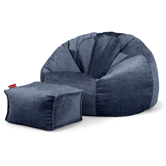 Klassischer Sitzsack Sessel - Chenille Marineblau 02