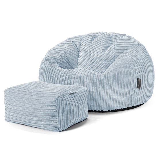 Klassischer Sitzsack Sessel - Cord Baby Blau 02