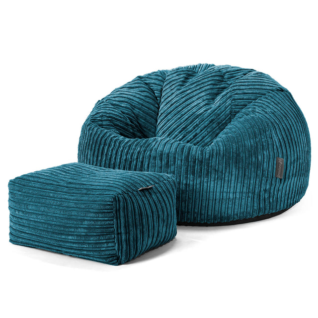Klassischer Sitzsack Sessel - Cord Blaugrün 02