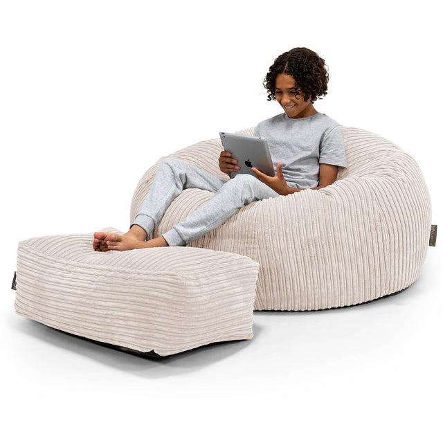 Kinder Sitzsack Sofa 6-14 Jahre - Cord Creme 01