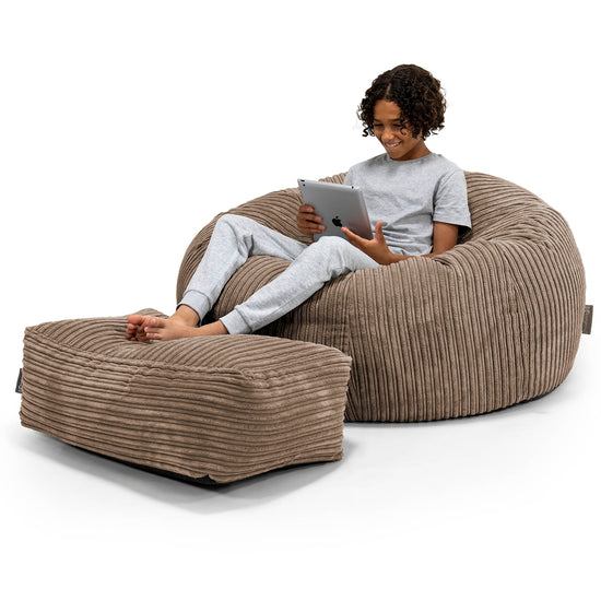 Kinder Sitzsack Sofa 6-14 Jahre - Cord Mocca 01