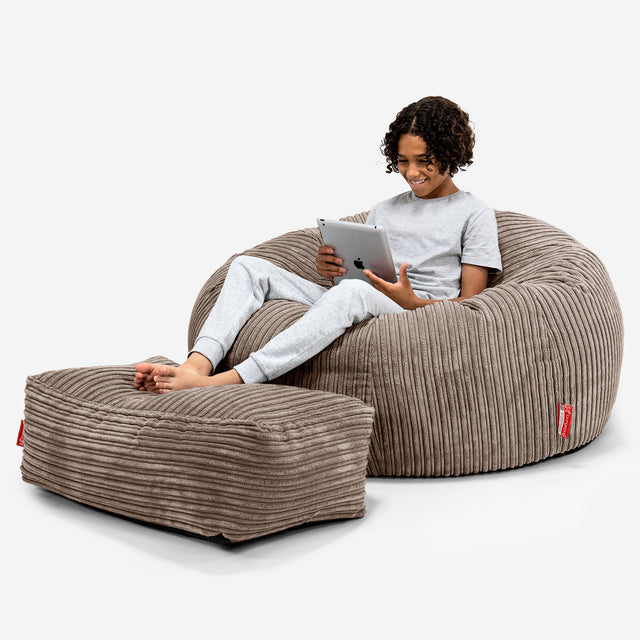 Kinder Sitzsack Sofa 6-14 Jahre - Cord Mocca 01