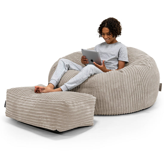 Kinder Sitzsack Sofa 6-14 Jahre - Cord Nerzfarben 01