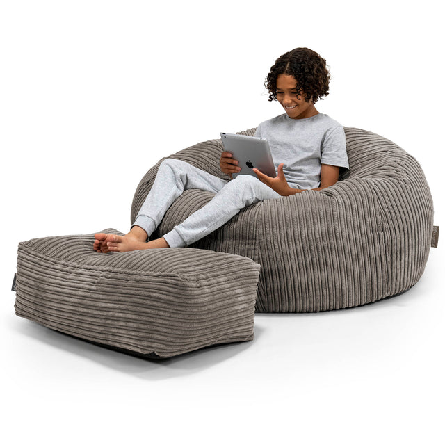 Kinder Sitzsack Sofa 6-14 Jahre - Cord Schiefergrau 01