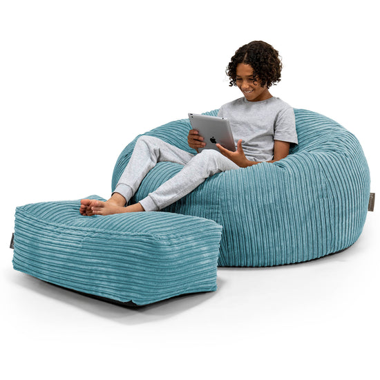 Kinder Sitzsack Sofa 6-14 Jahre - Cord Türkis 01