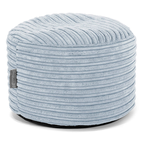 Kleiner runder Fußhocker - Cord Baby Blau 01