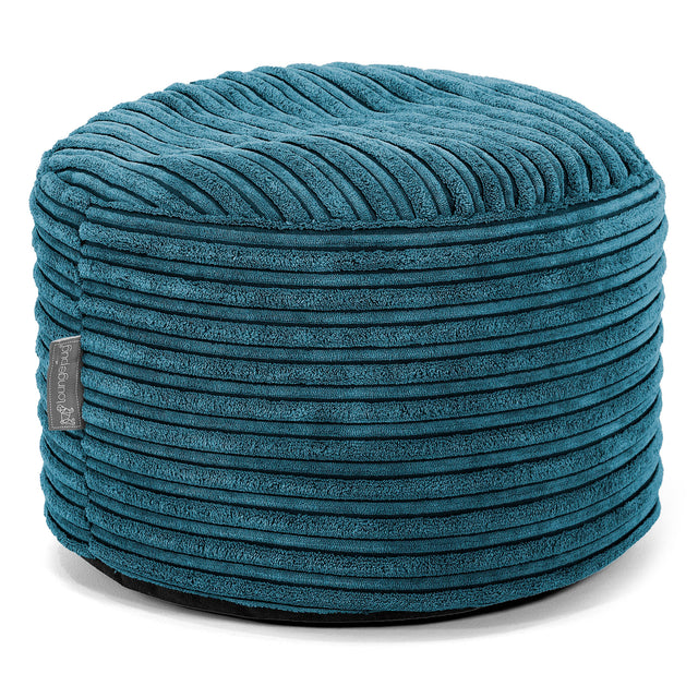 Kleiner runder Fußhocker - Cord Blaugrün 01