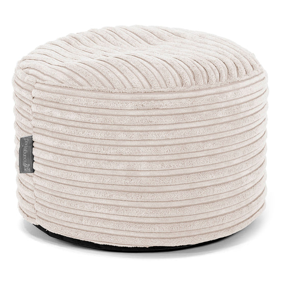 Kleiner runder Fußhocker - Cord Elfenbein 01