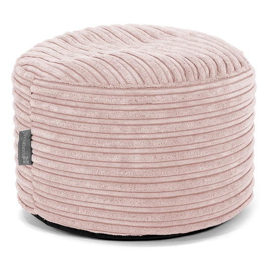 Kleiner runder Fußhocker - Cord Rosa 01