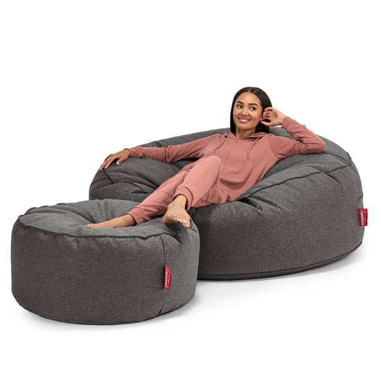 Mega-Mammoth Sofa Sitzsack XXL - Interalli Wolle Grau 02