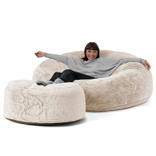 Mega-Mammoth Sofa Sitzsack XXL - Kaninchen Kunstfell Goldbraun 02