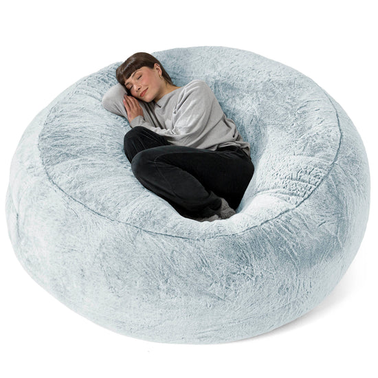 Mega-Mammoth Sofa Sitzsack XXL - Kaninchen Kunstfell Pastellblau 01
