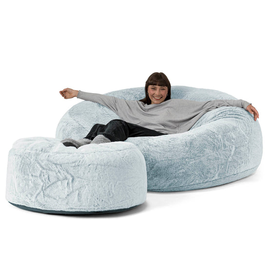 Mega-Mammoth Sofa Sitzsack XXL - Kaninchen Kunstfell Pastellblau 02