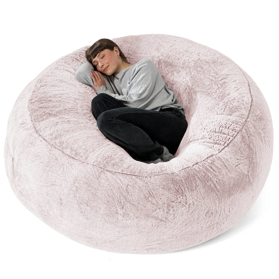 Mega-Mammoth Sofa Sitzsack XXL - Kaninchen Kunstfell Pastellrosa 01