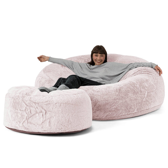 Mega-Mammoth Sofa Sitzsack XXL - Kaninchen Kunstfell Pastellrosa 02