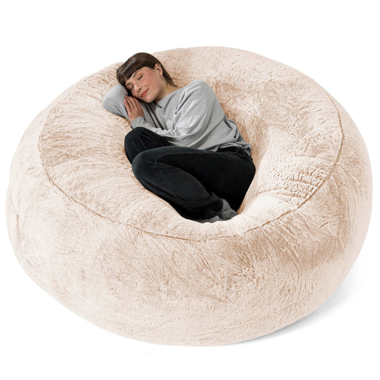 Mega-Mammoth Sofa Sitzsack XXL - Kaninchen Kunstfell Weiß 01