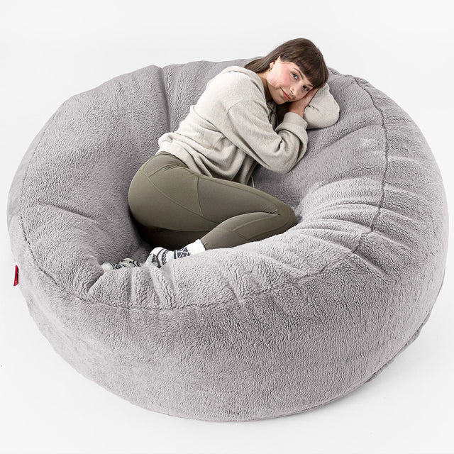Mega-Mammoth Sofa Sitzsack XXL - Teddy Kunstfell Mittelgrau 01