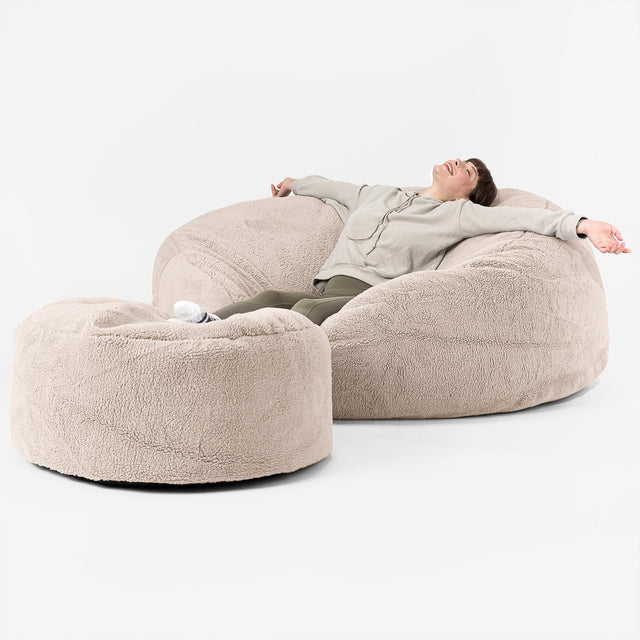 Mega-Mammoth Sofa Sitzsack XXL - Teddy Kunstfell Nerzfarben 02