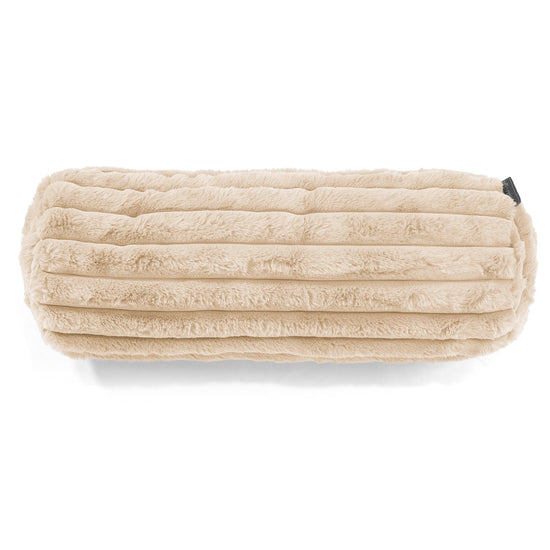 Nackenrolle Dekokissen / Sofa Kissenbezug 20 x 55cm - Ultra Plüsch Cord Creme 02