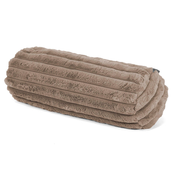 Nackenrolle Dekokissen / Sofa Kissenbezug 20 x 55cm - Ultra Plüsch Cord Nerzfarben 01