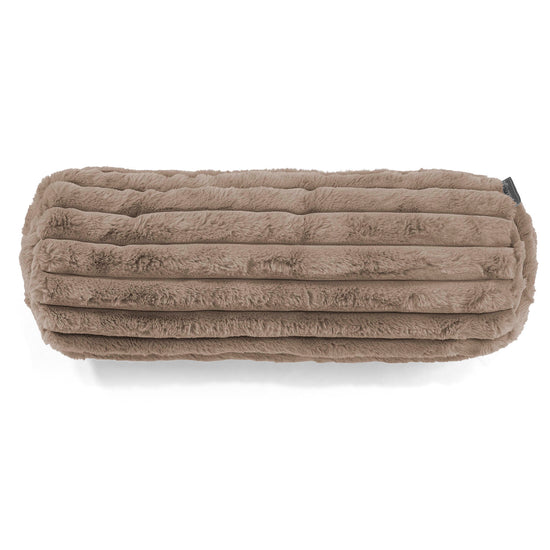 Nackenrolle Dekokissen / Sofa Kissenbezug 20 x 55cm - Ultra Plüsch Cord Nerzfarben 02